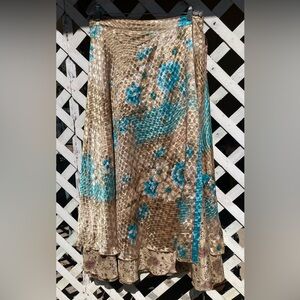 Sari Silk Reversible Wrap Skirt XL Goddess Ankle
